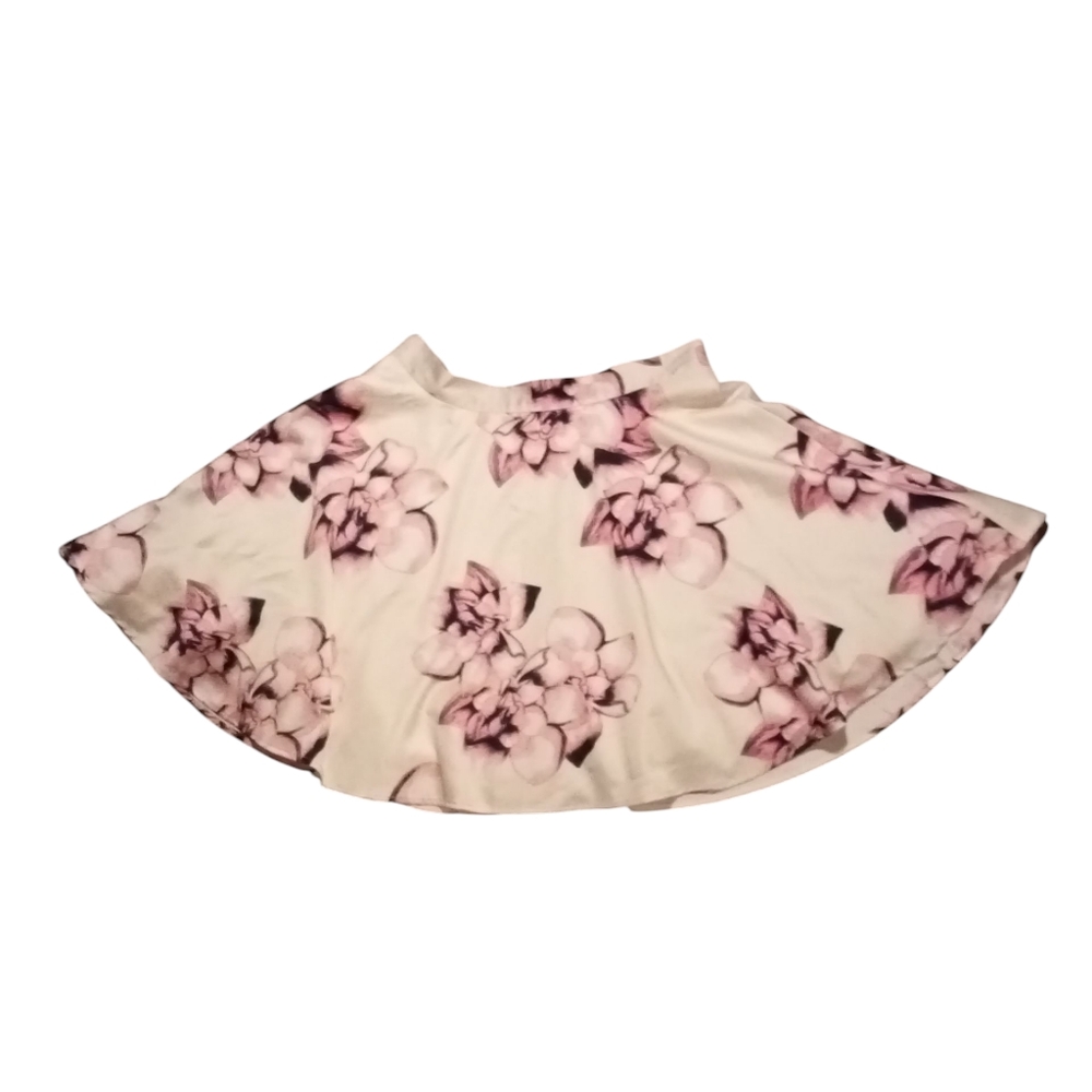 Papaya Floral Skirt with Pink and Cream Design Size L Lined With Tulle